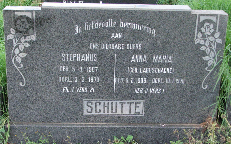 SCHUTTE Stephanus 1907-1970 & Anna Maria LABUSCHAGNE 1909-1970