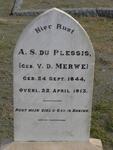 PLESSIS A.S., du nee V.D. MERWE 1844-1913