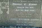 SIMMS Thomas E. 1875-1946 & Annie Elizabeth 1884-1961