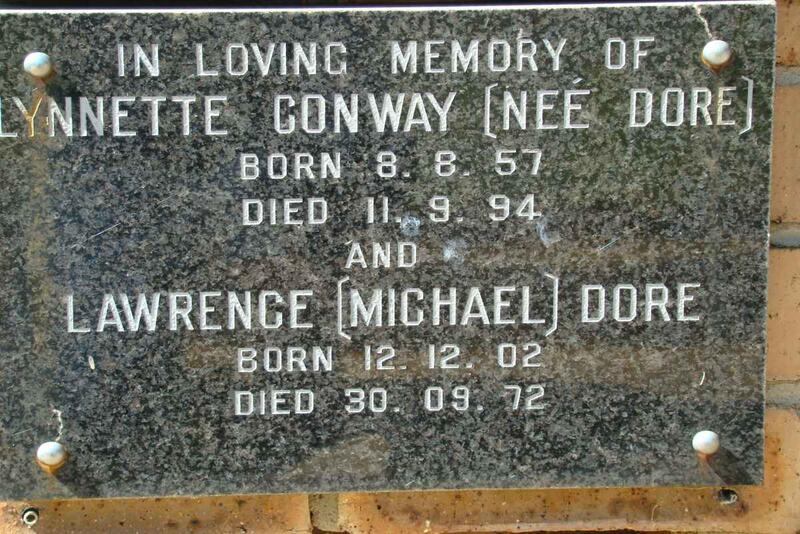 DORE Lawrence 1902-1972 :: CONWAY Lynette nee DORE 1957-1994