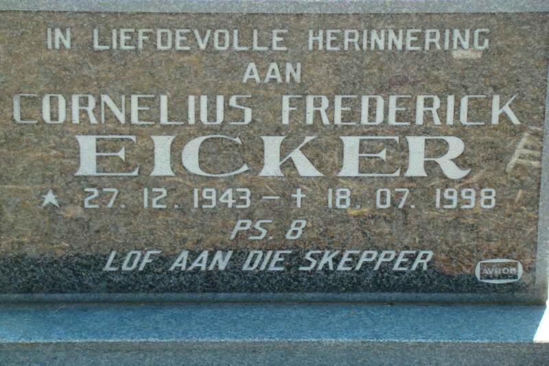 EICKER Cornelius Frederick 1943-1998