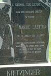 KRITZINGER Martie Laetitia 1951-1973