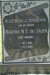 JAGER Martha M.E., de nee JORDAAN 1884-1980