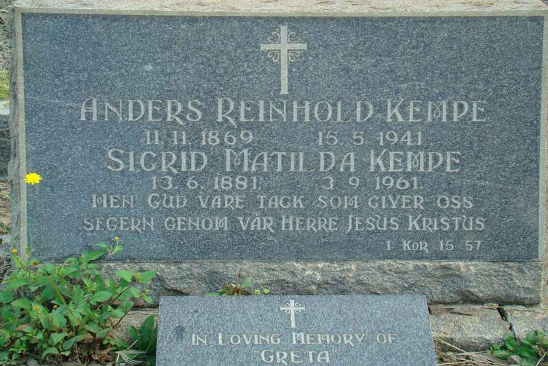 KEMPE Anders Reinhold 1869-1941 & Sigrid Matilda 1881-1961 :: ? Greta