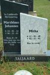 TALJAARD Marthinus Johannes 1934-2003 & Mitha 1940-1993