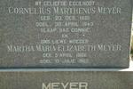 MEYER Cornelius Marthenus 1881-1943 & Martha Maria Elizabeth 1886-1962