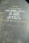 JAGER Anna Hermina Aletta, de nee GREGORY 1871-1951
