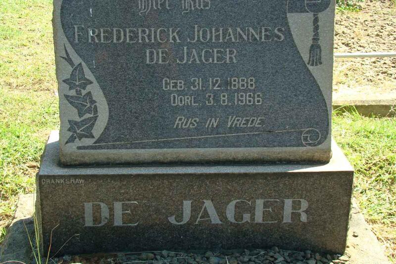 JAGER Frederick Johannes, de 1888-1966
