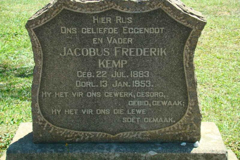 KEMP Jacobus Frederik 1883-1953