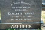 WALDECK Charlotte Frances 1937-1997