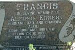FRANCIS Alfred Ernest 1928-1988