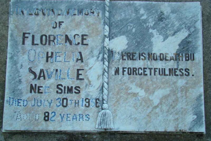 SAVILLE Florence Ophelia nee SIMS -1956