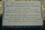 KLEYNHANS Aletha Susanna nee KLEYNHANS 1882-1964