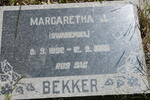 BEKKER Margaretha J. nee SWANEPOEL 1892-1956