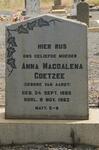 COETZEE Anna Magdalena nee VAN AARDT 1885-1962