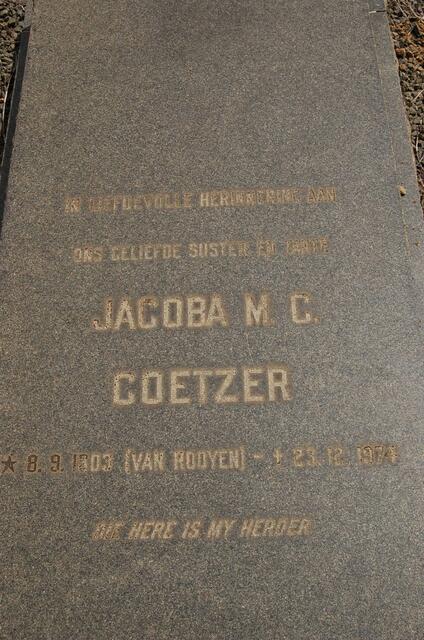 COETZER Jacoba M.C. nee VAN ROOYEN 1903-1974