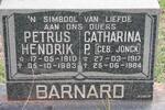 BARNARD Petrus Hendrik 1910-1983 & Catharina P. JONCK 1917-1984