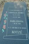 KOTZE Christiaan Jacobus 1943-2001 & Maria Susanna 1945-