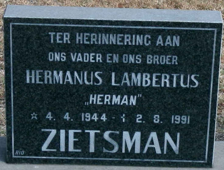 ZIETSMAN Hermanus Lambertus 1944-1991