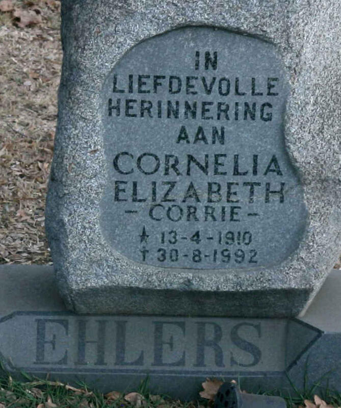 EHLERS Cornelia Elizabeth 1910-1992