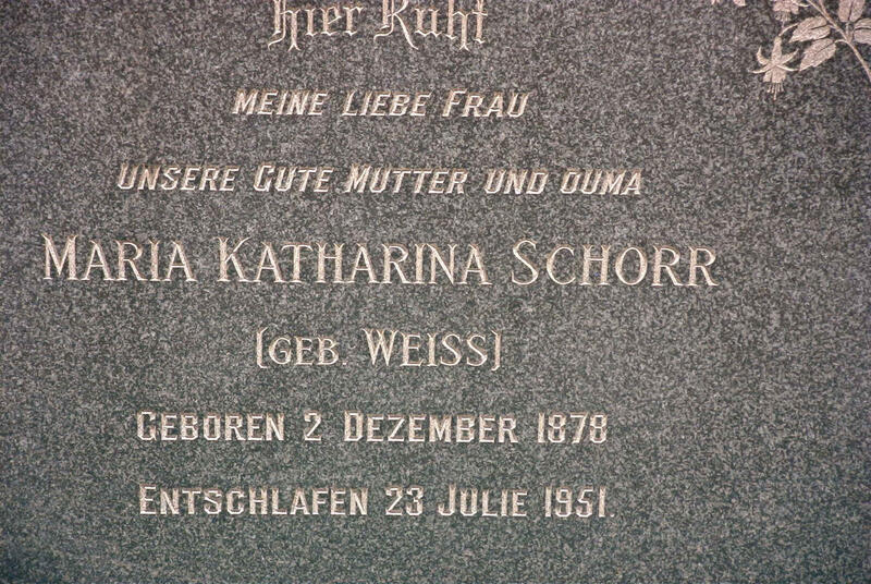 SCHORR Maria Katharina nee WEISS 1878-1951