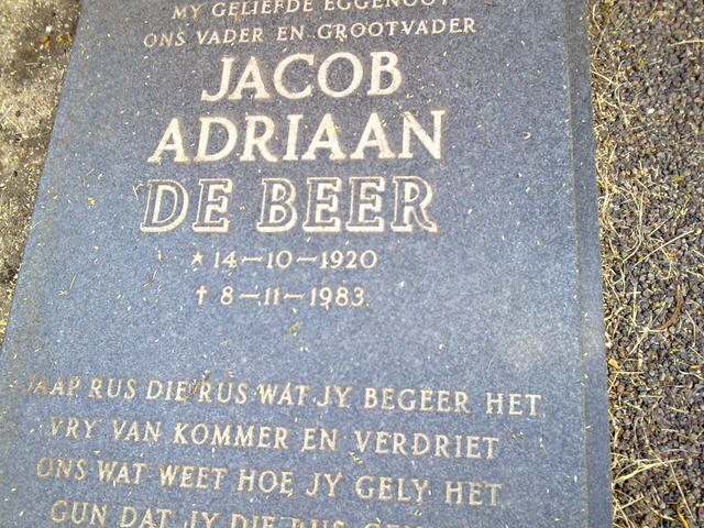 BEER Jacob Adriaan, de 1920-1983
