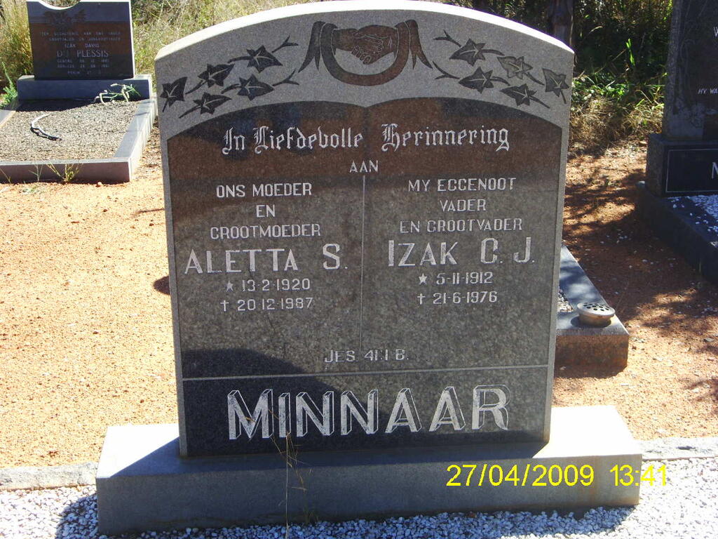 MINNAAR Izak C.J. 1912-1976 & Aletta S. 1920-1987