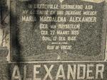ALEXANDER Maria Magdalena nee VAN HUYSSTEEN 1895-1948