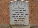 WENTZEL Barbara Johanna Gesina nee DE VILLIERS 1889-1939