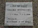 GERICKE Luna nee VAN DER WESTHUIZEN 1956-1996