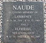 NAUDE Lawrence 1918-1983 & Elfrieda KNOBLAUCH 1922-2000