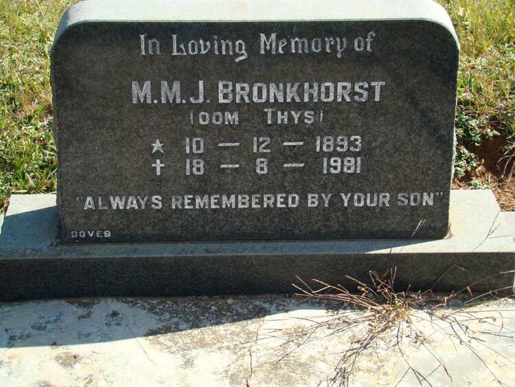 BRONKHORST M.M.J. 1893-1981