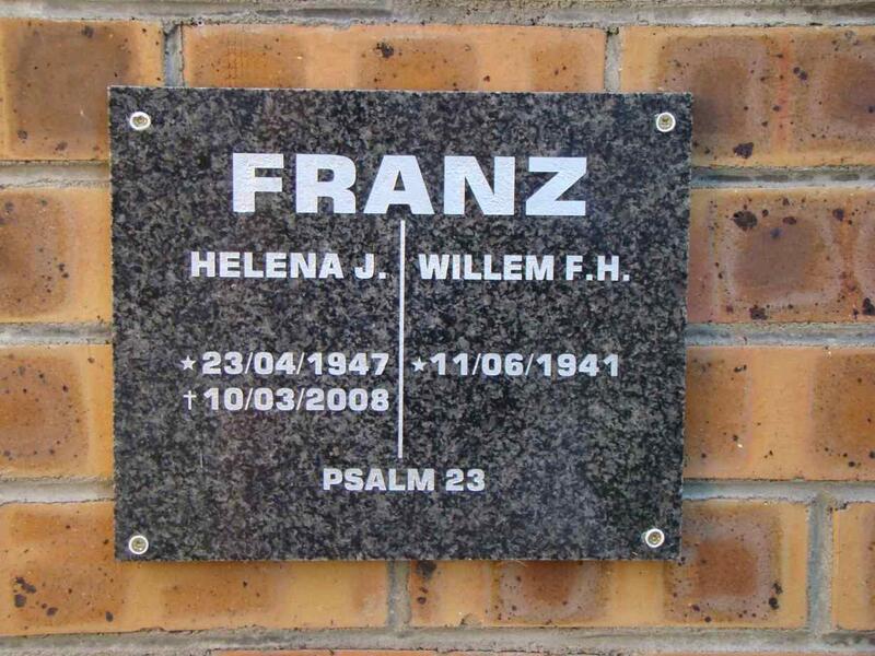 FRANZ Willem F.H. 1941- & Helena J. 1947-2008