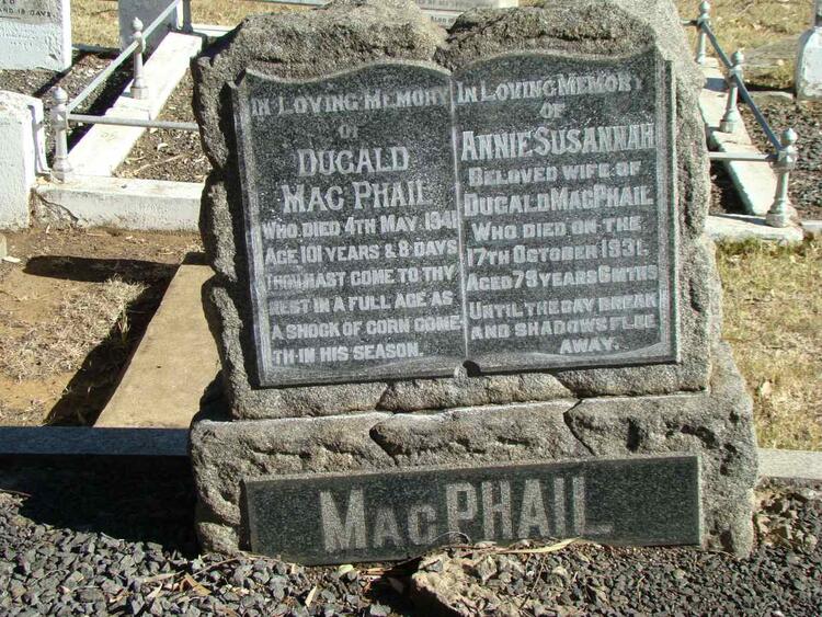 MACPHAIL Dugald -1941 & Annie Susannah -1931