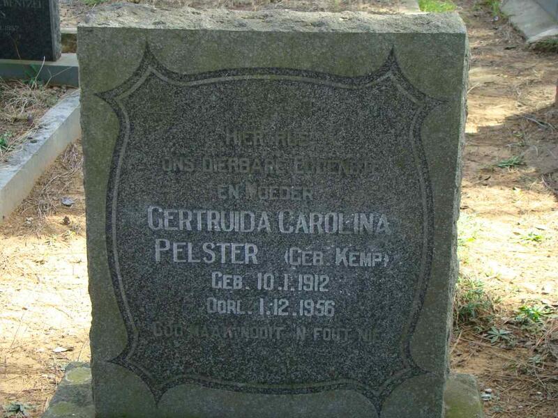 PELSTER Gertruida Carolina nee KEMP 1912-1956