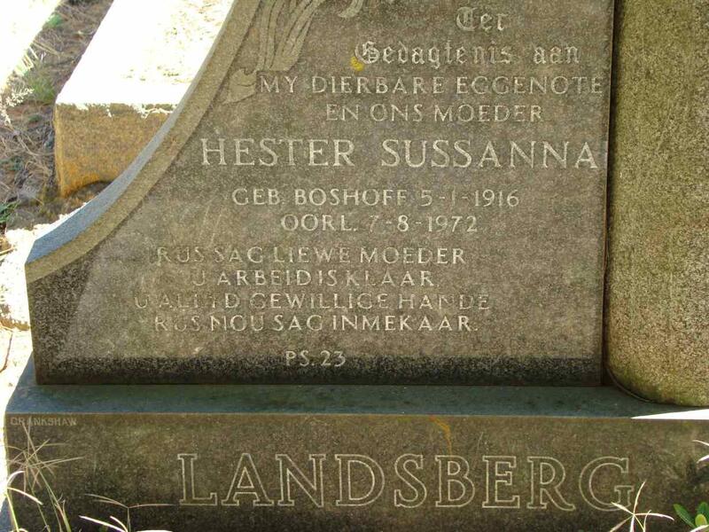 LANDSBERG Hester Sussanna nee BOSHOFF 1916-1972