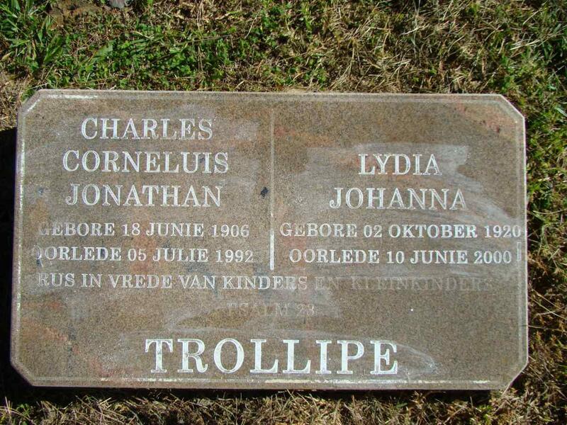 TROLLIPE Charles Corneluis Jonathan 1906-1992 & Lydia Johanna 1920-2000