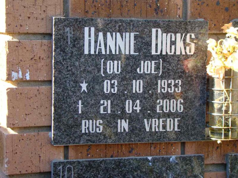 DICKS Hannie 1933-2006