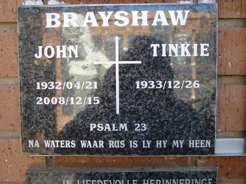 BRAYSHAW John 1932-2008 & Tinkie 1933-