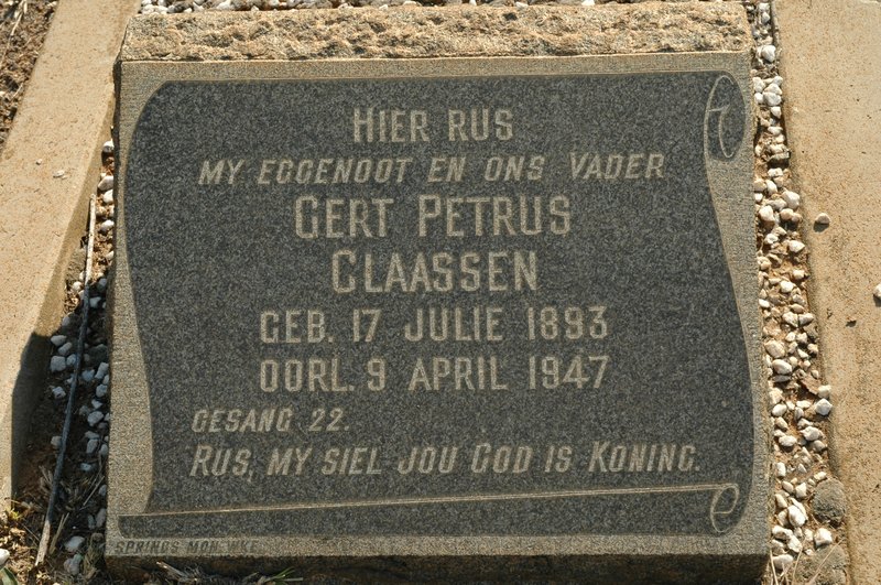 CLAASSEN Gert Petrus 1893-1947