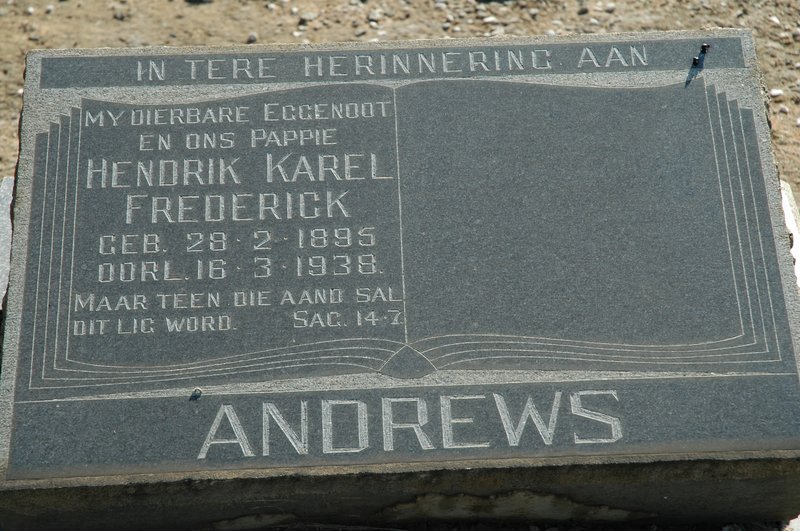 ANDREWS Hendrik Karel Frederick 1895-1938