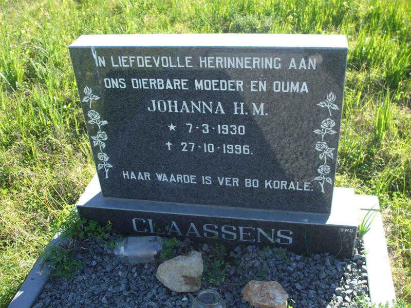 CLAASSENS Johanna H.M. 1930-1996