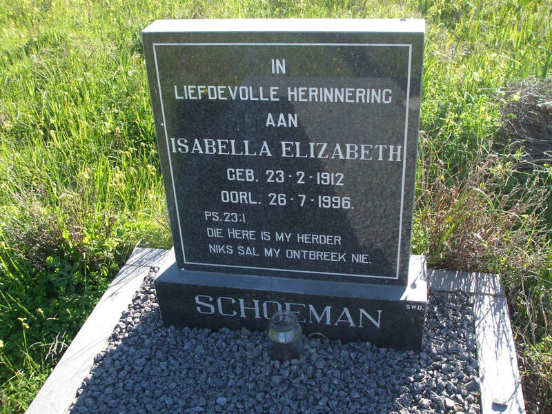 SCHOEMAN Isabella Elizabeth 1912-1996