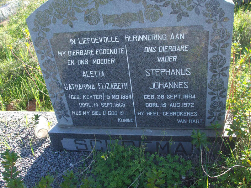 SCHOEMAN Stephanus Johannes 1884-1972 & Catharina Elizabeth KEYTER 1884-1965