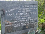 SPIES Anna Christina nee SCHOEMAN 1909-1950