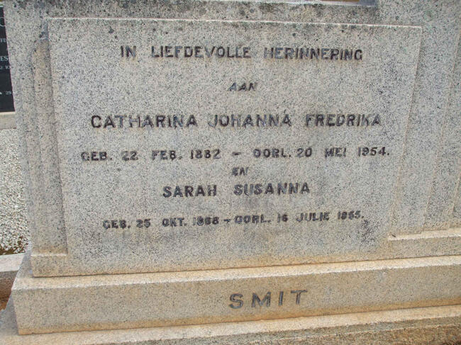 SMIT Catharina Johanna Fredrika 1882-1954 :: SMIT Sarah Susanna 1868-1955