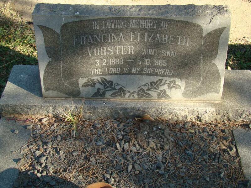 VORSTER Francina Elizabeth 1889-1965