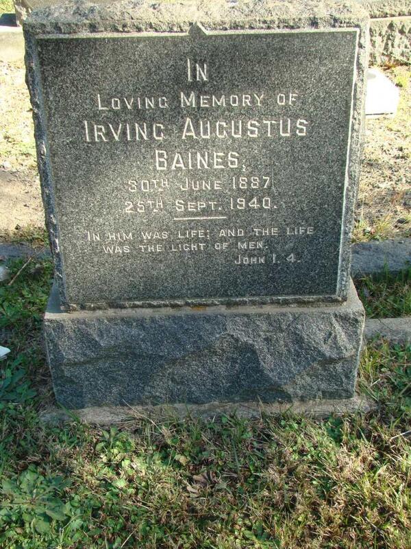 BAINES Irving Augustus 1887-1940