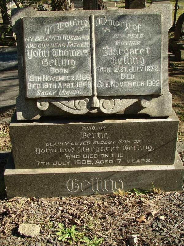 GELLING John Thomas 1866-1949 & Margaret 1872-1962 :: GELLING Bertie -1905
