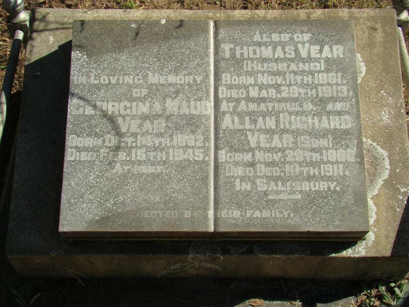 VEAR Thomas 1861-1913 & Georgina Maud 1862-1945